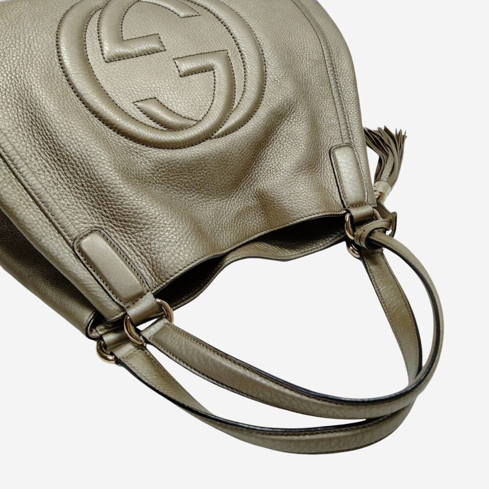 Gucci Bronze Soho Shoulder Bag in Pebbled Leather - Picture 4 of 9